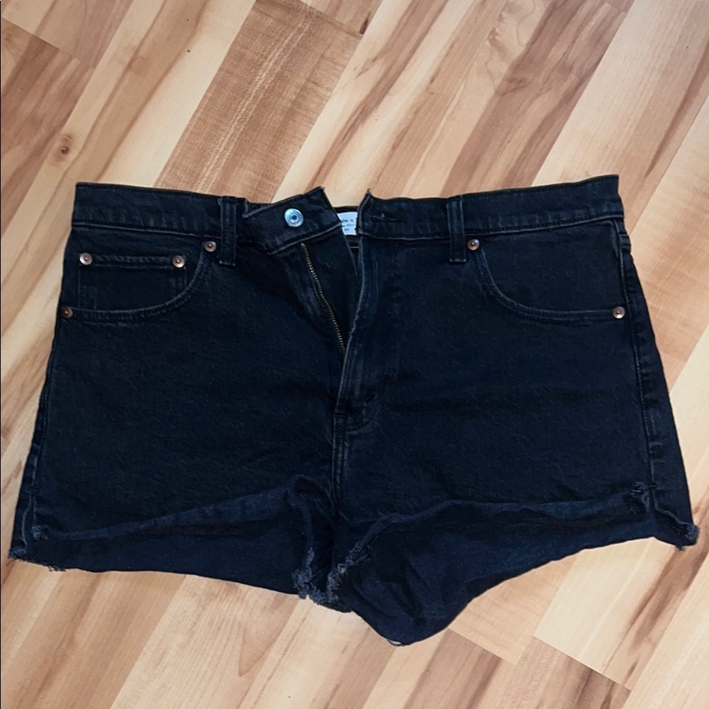 Abercrombie & Fitch Black Jean Shorts Distressed Style